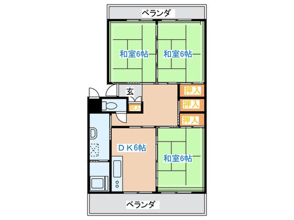 鹿野ハイツの物件間取画像